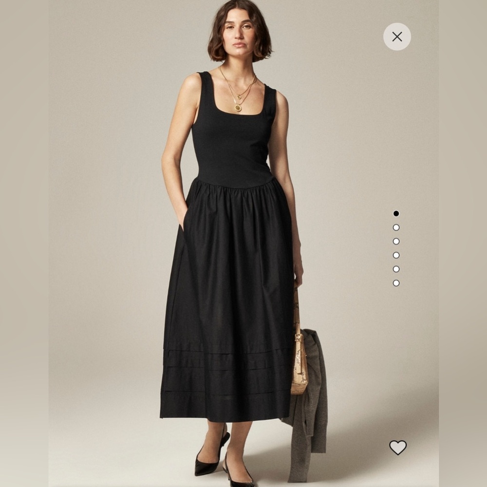 NWT J. Crew Drop Waist Mixy Dress Knit Top Woven Bottom Small Tall black
